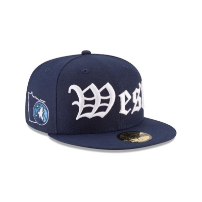 Minnesota Timberwolves Gorra | New Era NBA League Script 59fifty Fitted Cap Mexico - Azules